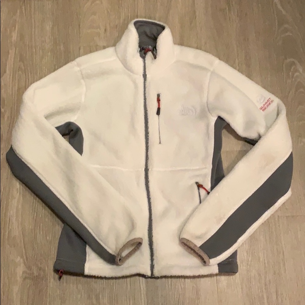 White Fuzzy North Face